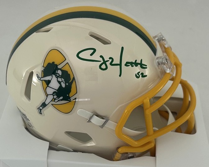 CLAY MATTHEWS SIGNED PACKERS 2026 RETRO MINI HELMET - BAS