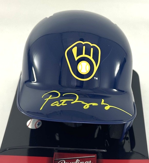 PAT MURPHY SIGNED BREWERS RAWLINGS BLUE MINI HELMET - BAS