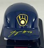 LOGAN HENDERSON SIGNED BREWERS RAWLINGS BLUE MINI HELMET - BAS