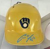 CHRISTIAN YELICH SIGNED RAWLINGS BREWERS YELLOW MINI HELMET - JSA