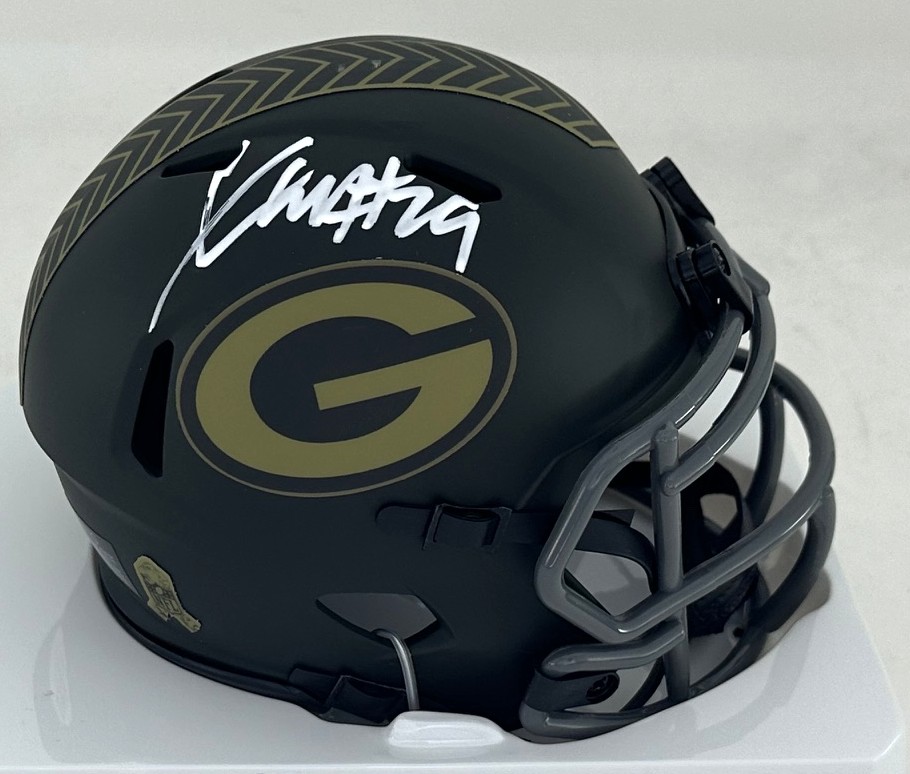 XAVIER MCKINNEY SIGNED RIDDELL PACKERS 2025 SALUTE SPEED MINI HELMET - JSA