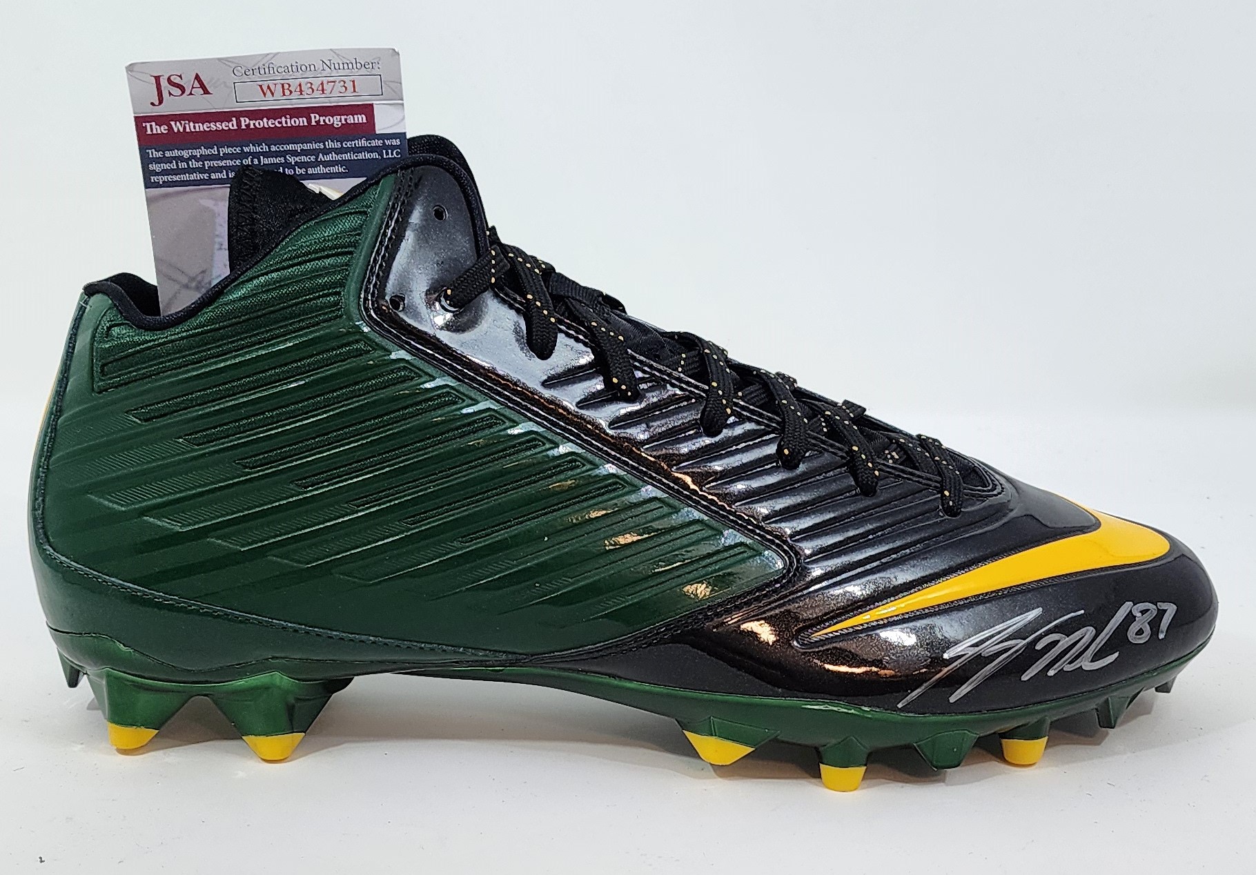 JORDY NELSON SIGNED NIKE GAME ISSUED CLEAT #3 - PACKERS - JSA