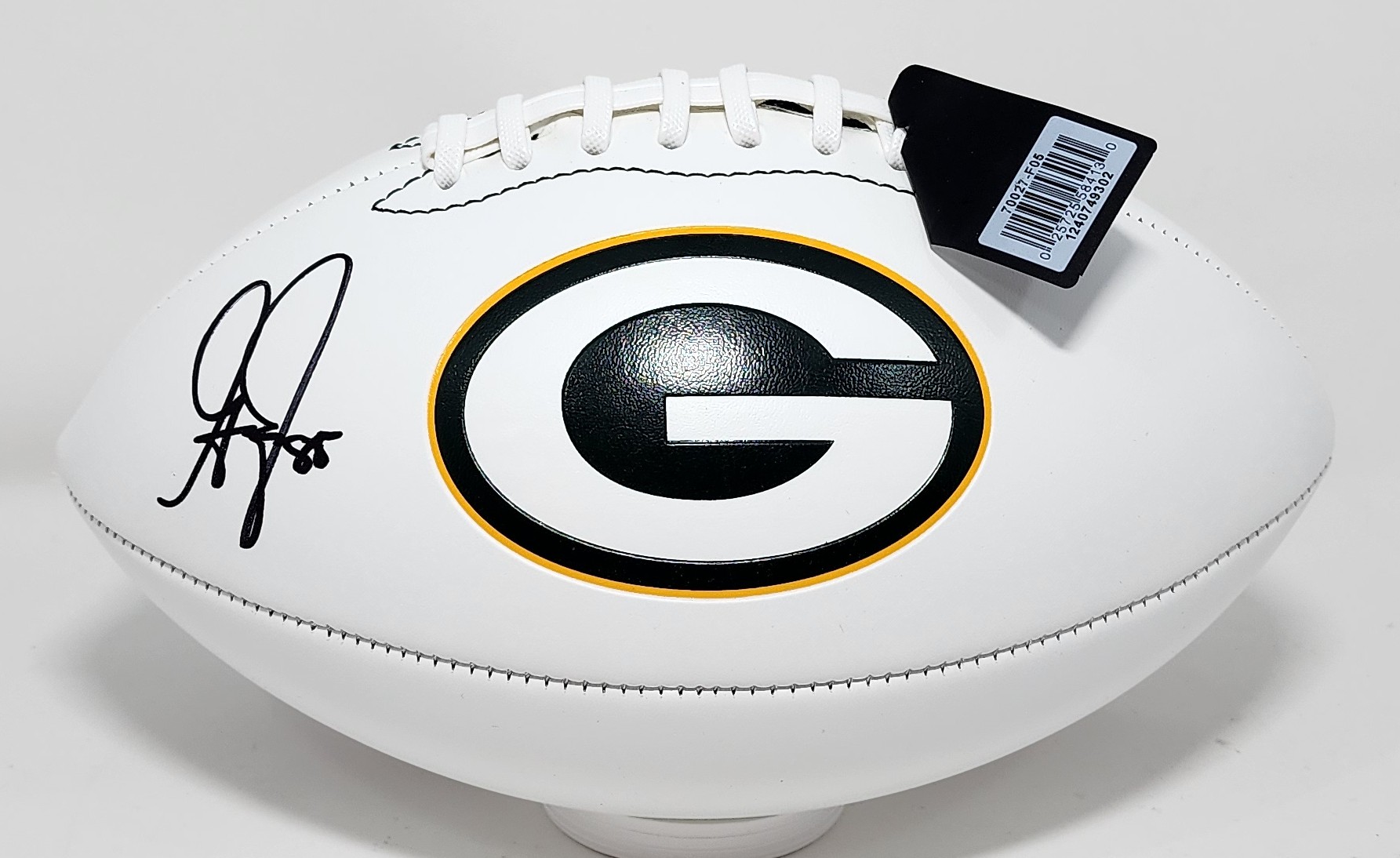 GREG JENNINGS SIGNED WILSON WHITE PANEL PACKERS LOGO FOOTBALL - BAS