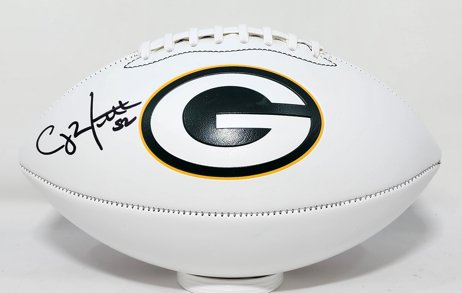 CLAY MATTHEWS SIGNED WILSON WHITE PANEL PACKERS LOGO FOOTBALL - JSA