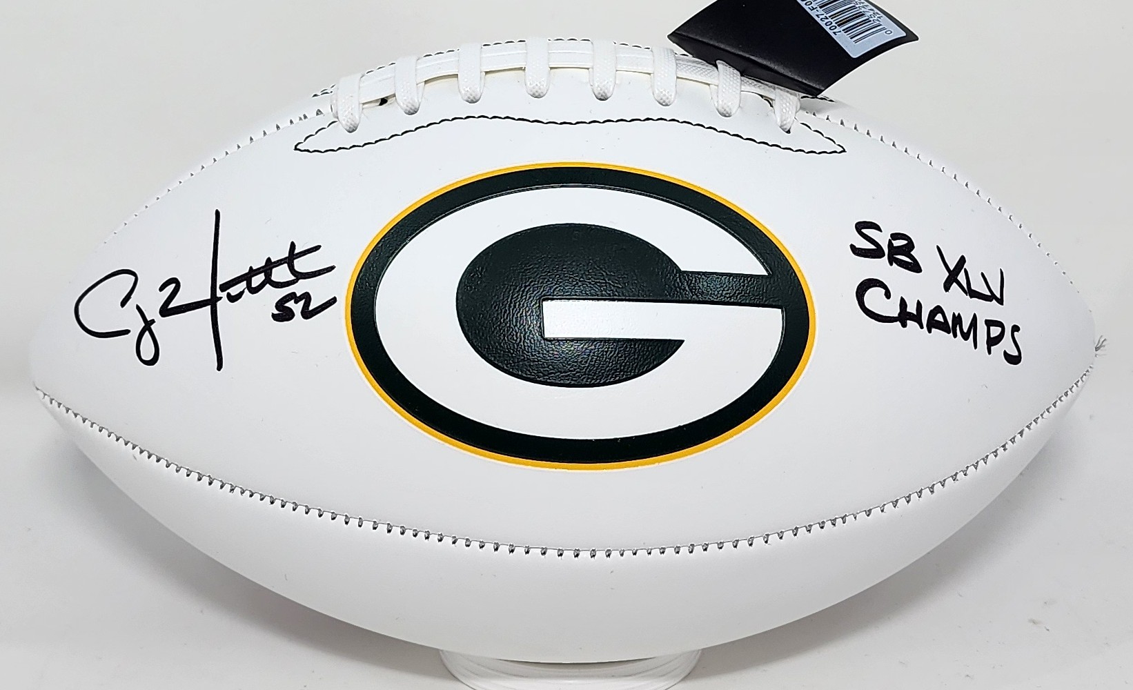 CLAY MATTHEWS SIGNED WILSON WHITE PANEL PACKERS LOGO FOOTBALL W/ XLV - JSA