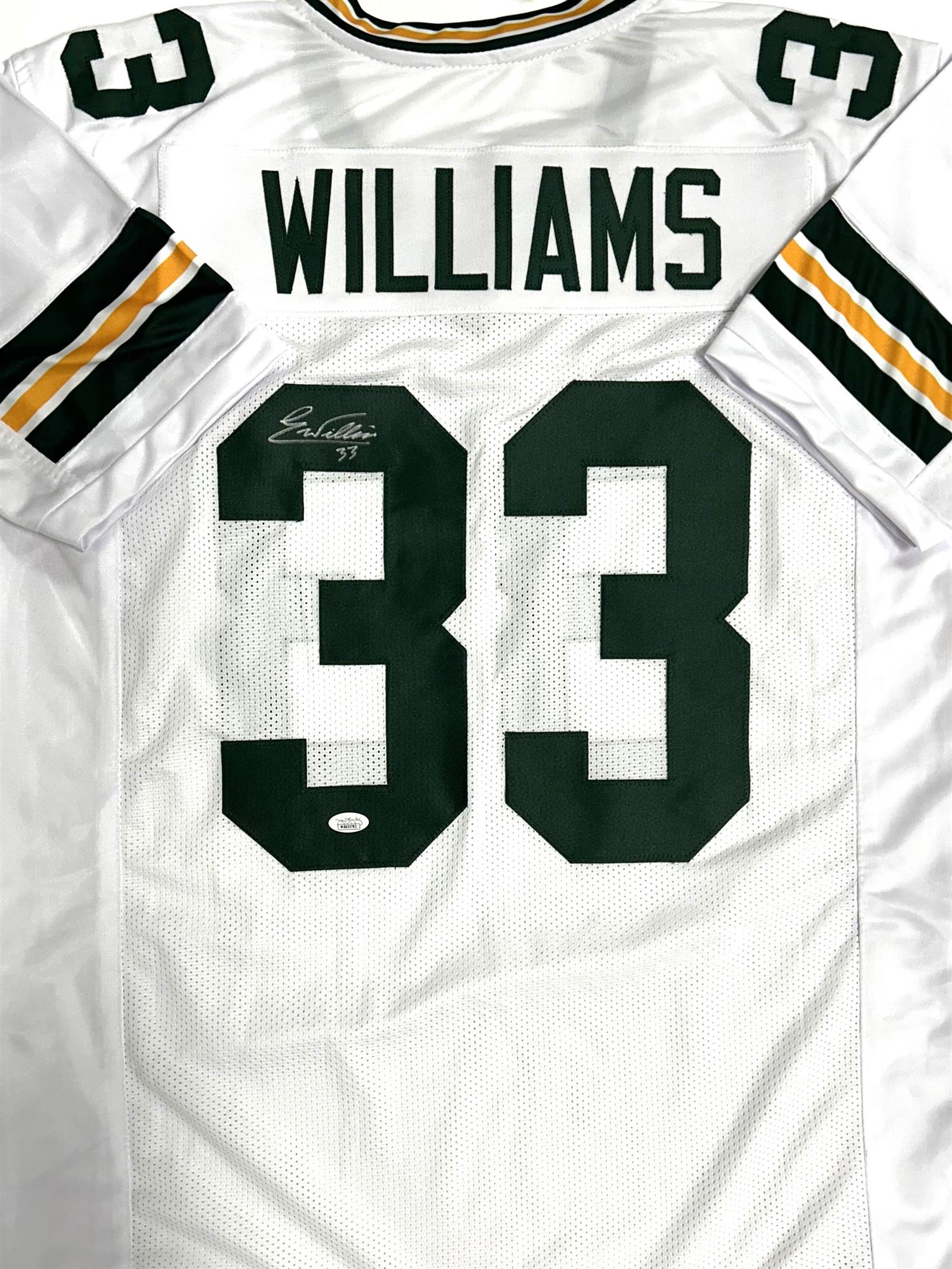 EVAN WILLIAMS SIGNED CUSTOM REPLICA PACKERS WHITE JERSEY - JSA