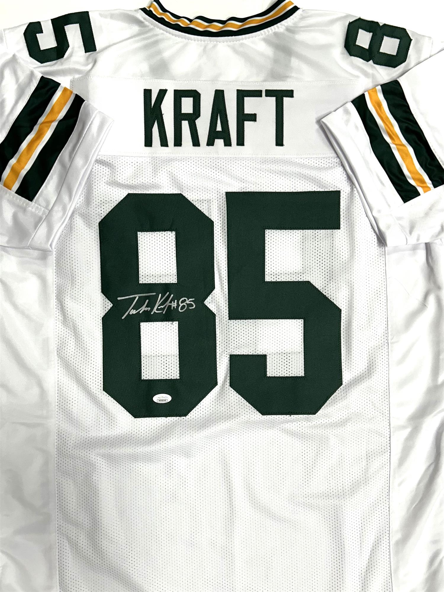TUCKER KRAFT SIGNED CUSTOM REPLICA PACKERS WHITE JERSEY - JSA