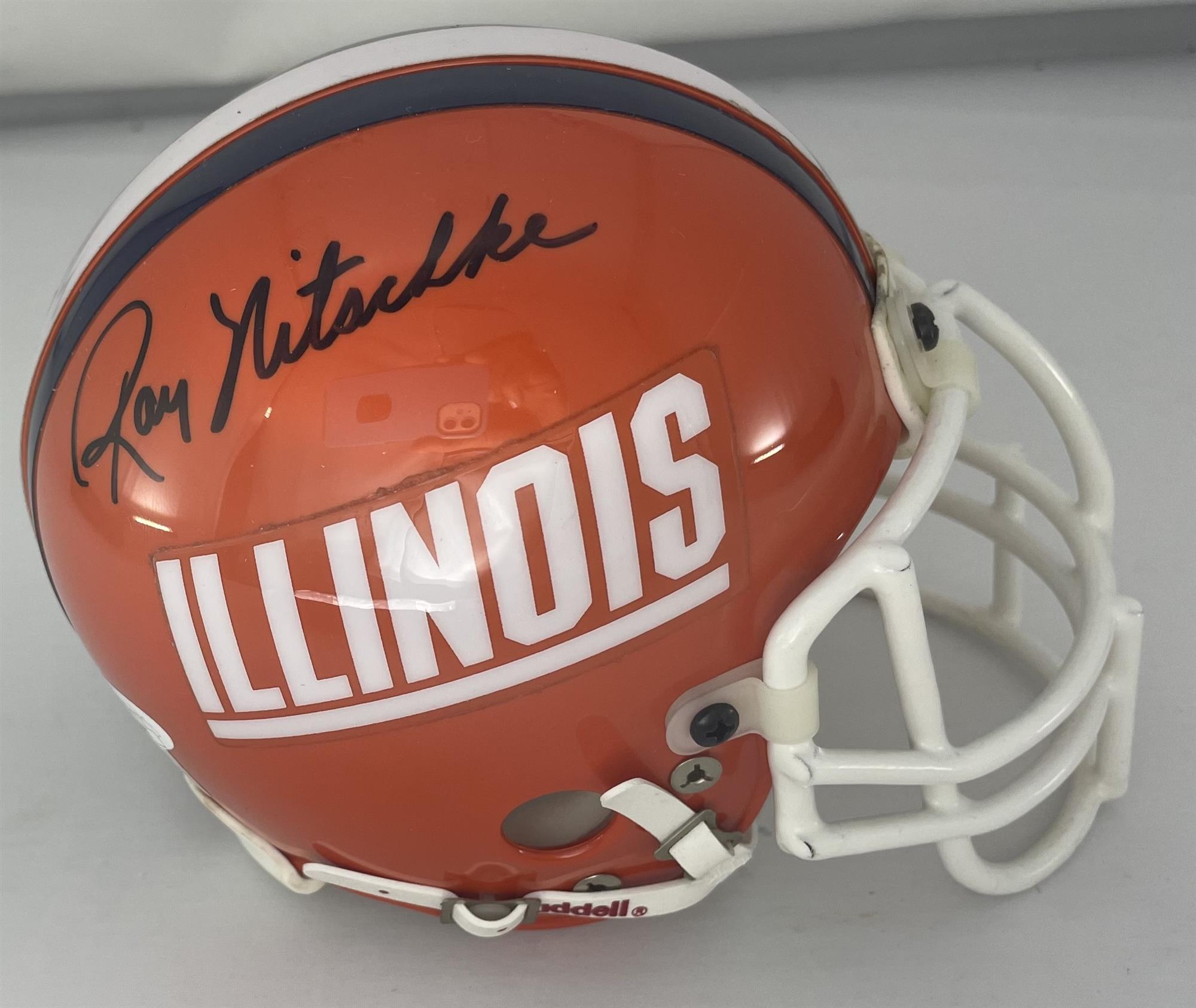 RAY NITSCHKE (d) SIGNED ILLINOIS MINI HELMET - PACKERS - JSA
