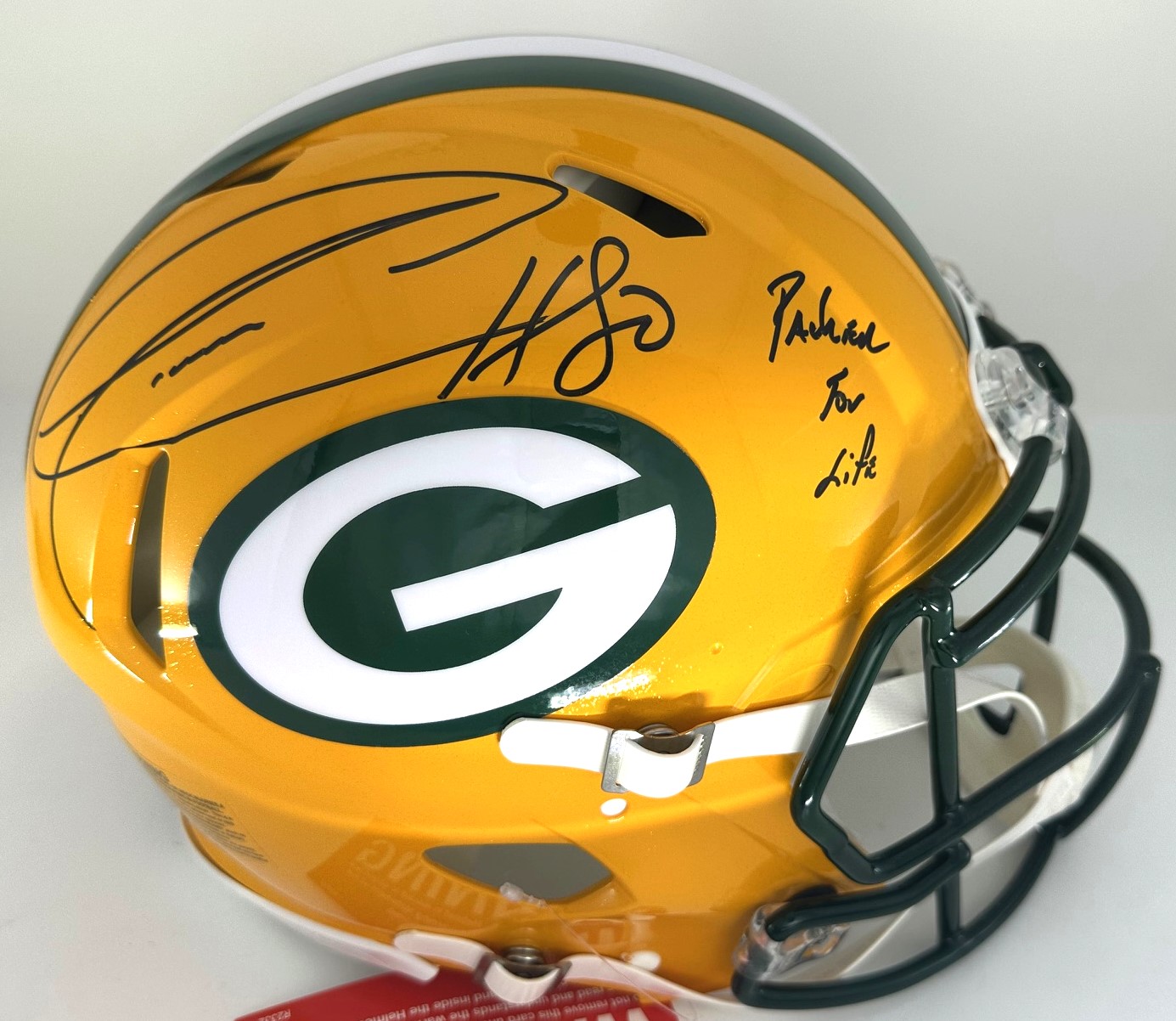DONALD DRIVER SIGNED FULL SIZE PACKERS AUTHENTIC SPEED HELMET W/ PACKER FOR LIFE - JSA