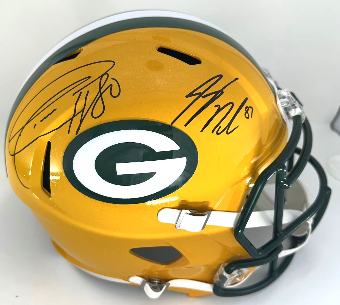 DONALD DRIVER & JORDY NELSON DUAL SIGNED FULL SIZE PACKERS REPLICA SPEED HELMET - JSA DONALD DRIVER & JORDY NELSON DUAL SIGNED FULL SIZE PACKERS REPLICA SPEED HELMET - JSA