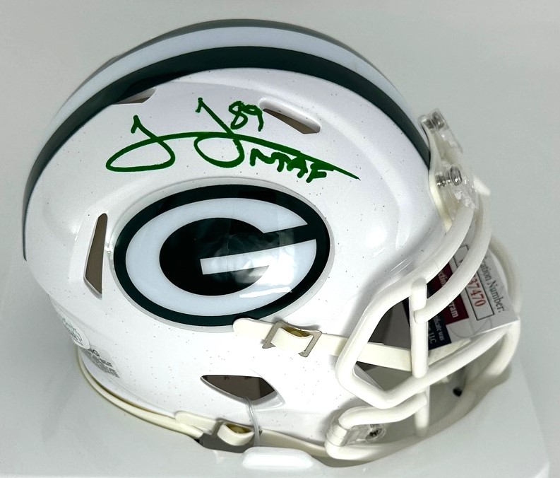 JAMES JONES SIGNED PACKERS RIDDELL ALTERNATE WHITE SPEED MINI HELMET - BAS