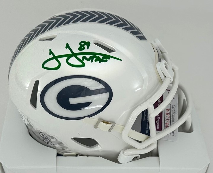 JAMES JONES SIGNED PACKERS RIDDELL 2024 SALUTE SPEED MINI HELMET - BAS