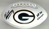 MASON CROSBY SIGNED WILSON PACKERS LOGO WHITE PANEL FOOTBALL W/ SCRIPT - JSA