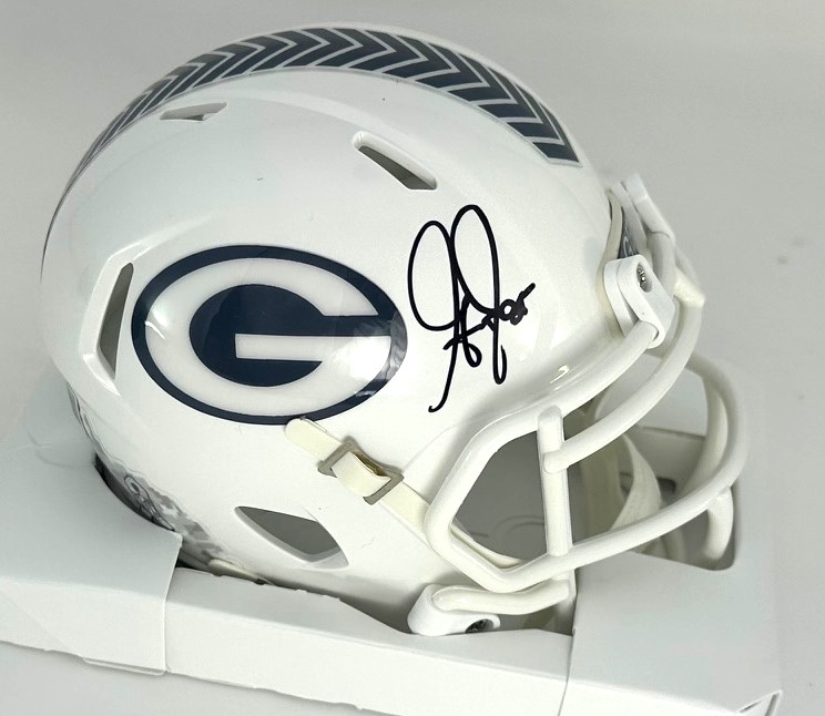 GREG JENNINGS SIGNED PACKERS 2024 SALUTE SPEED MINI HELMET - BAS