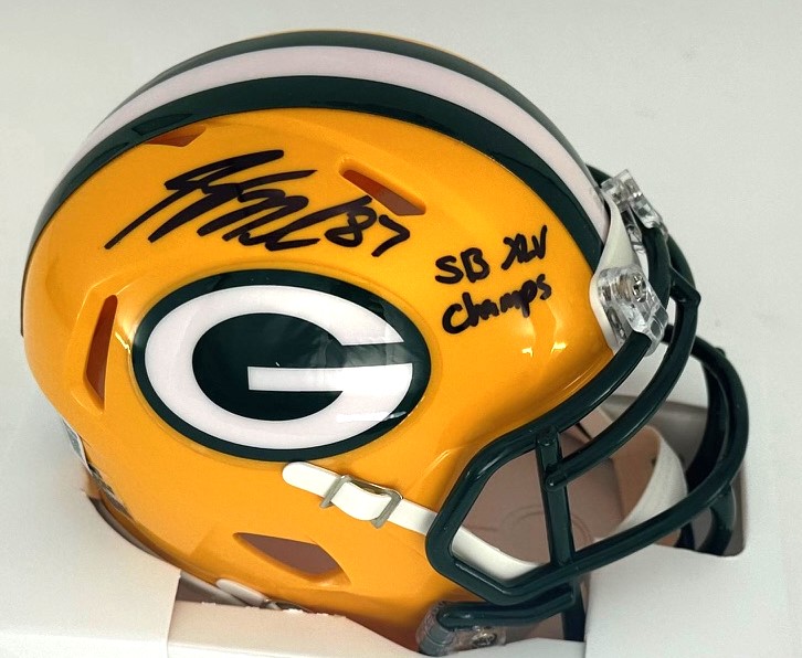 JORDY NELSON SIGNED PACKERS SPEED MINI HELMET W/ SB XLV CHAMPS - BAS