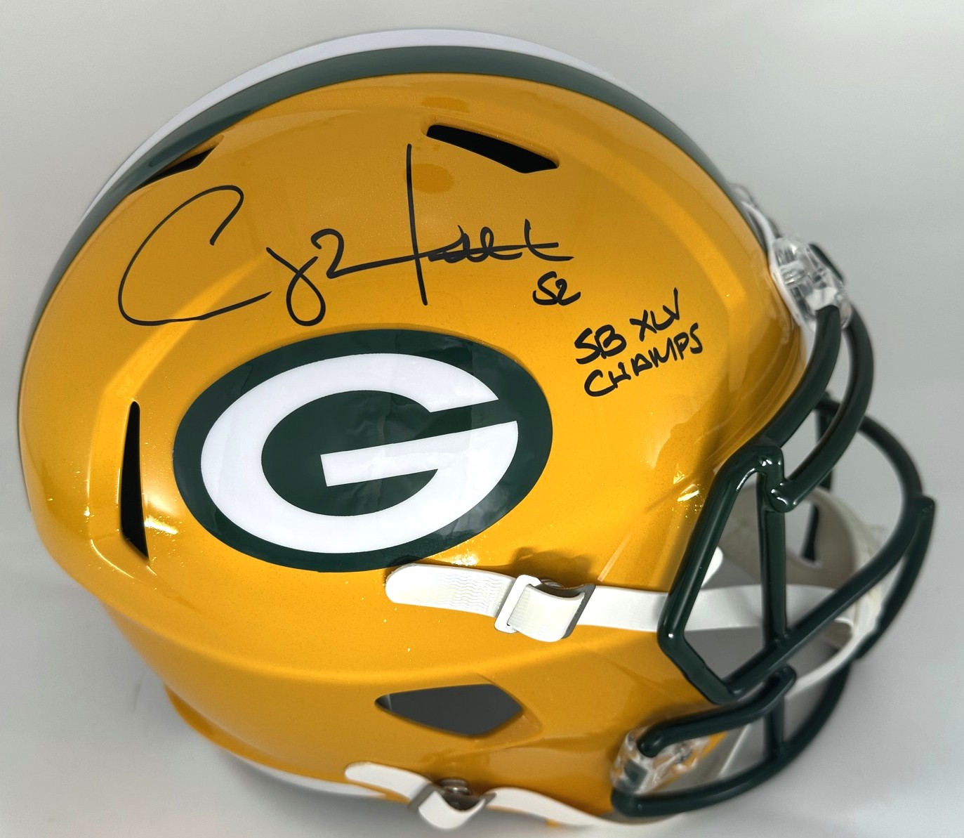 CLAY MATTHEWS SIGNED FULL SIZE PACKERS REPLICA  SPEED HELMET W/ SB XLV - JSA