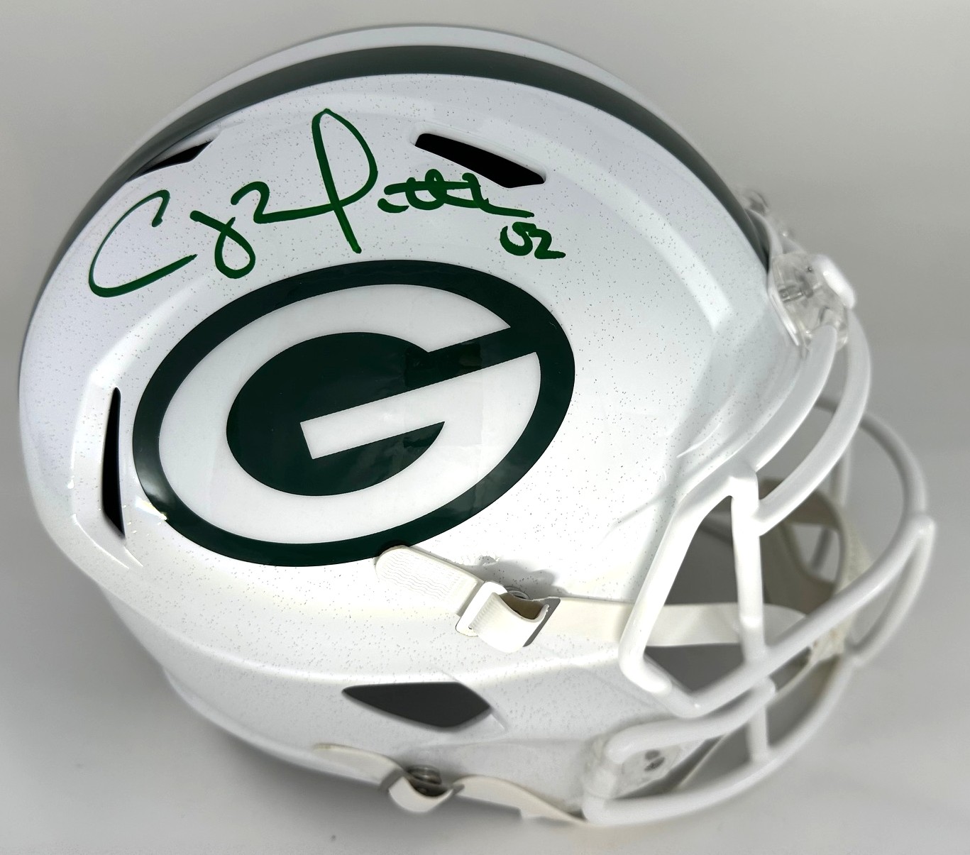 CLAY MATTHEWS SIGNED FULL SIZE PACKERS ALTERNATE WHITE REPLICA SPEED HELMET - JSA