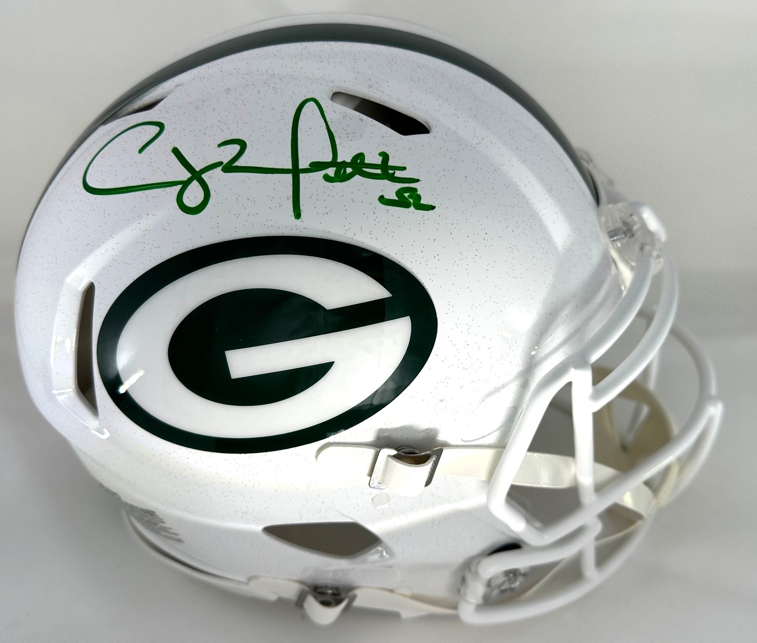CLAY MATTHEWS SIGNED FULL SIZE PACKERS ALTERNATE WHITE AUTHENTIC SPEED HELMET - JSA