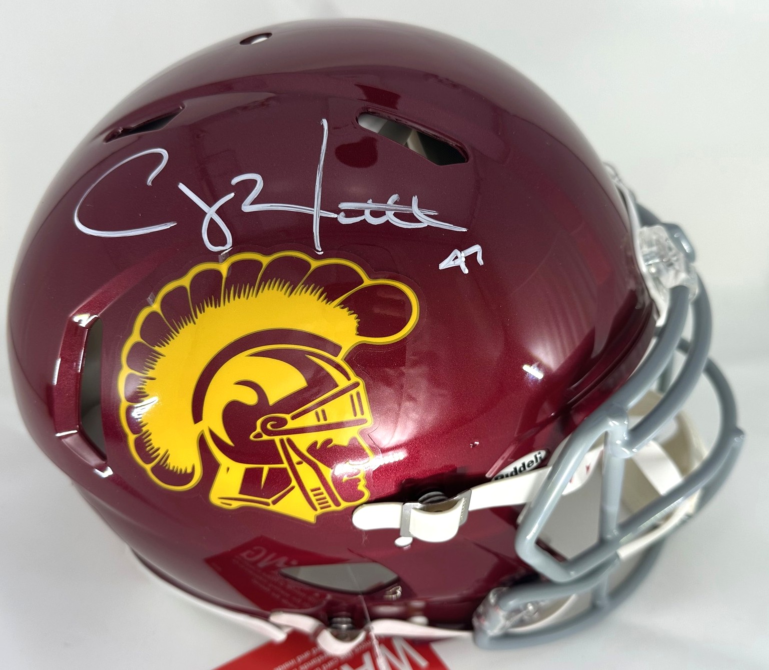 CLAY MATTHEWS SIGNED FULL SIZE USC TROJANS AUTHENTIC SPEED HELMET - JSA