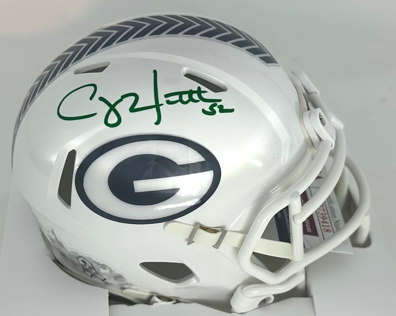 CLAY MATTHEWS SIGNED PACKERS 2024 SALUTE SPEED MINI HELMET - JSA