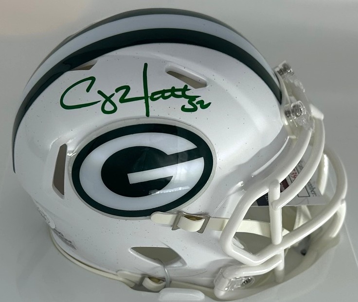 CLAY MATTHEWS SIGNED PACKERS ALTERNATE WHITE SPEED MINI HELMET - JSA