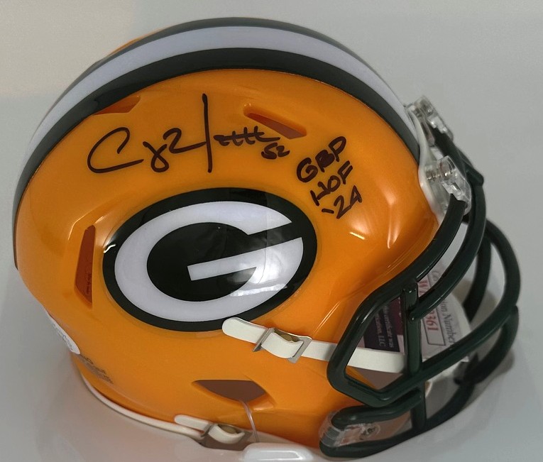 CLAY MATTHEWS SIGNED RIDDELL PACKERS SPEED MINI HELMET W/ GBP HOF  - JSA