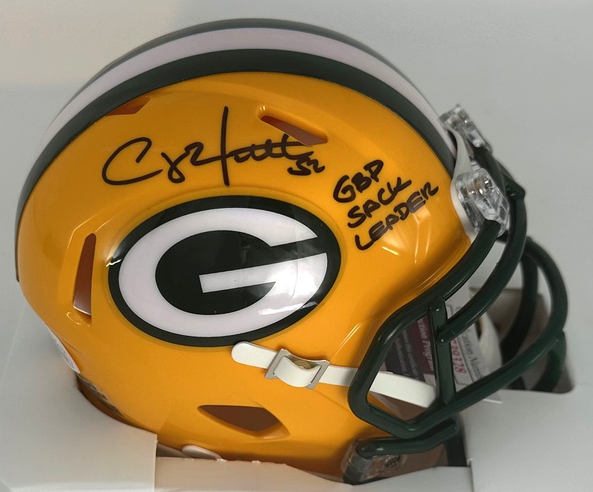 CLAY MATTHEWS SIGNED RIDDELL PACKERS SPEED MINI HELMET W/ SACK LEADER - JSA