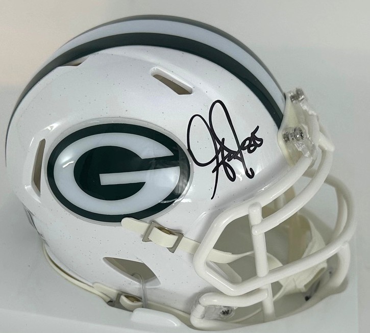 GREG JENNINGS SIGNED PACKERS ALTERNATE WHITE SPEED MINI HELMET - BAS
