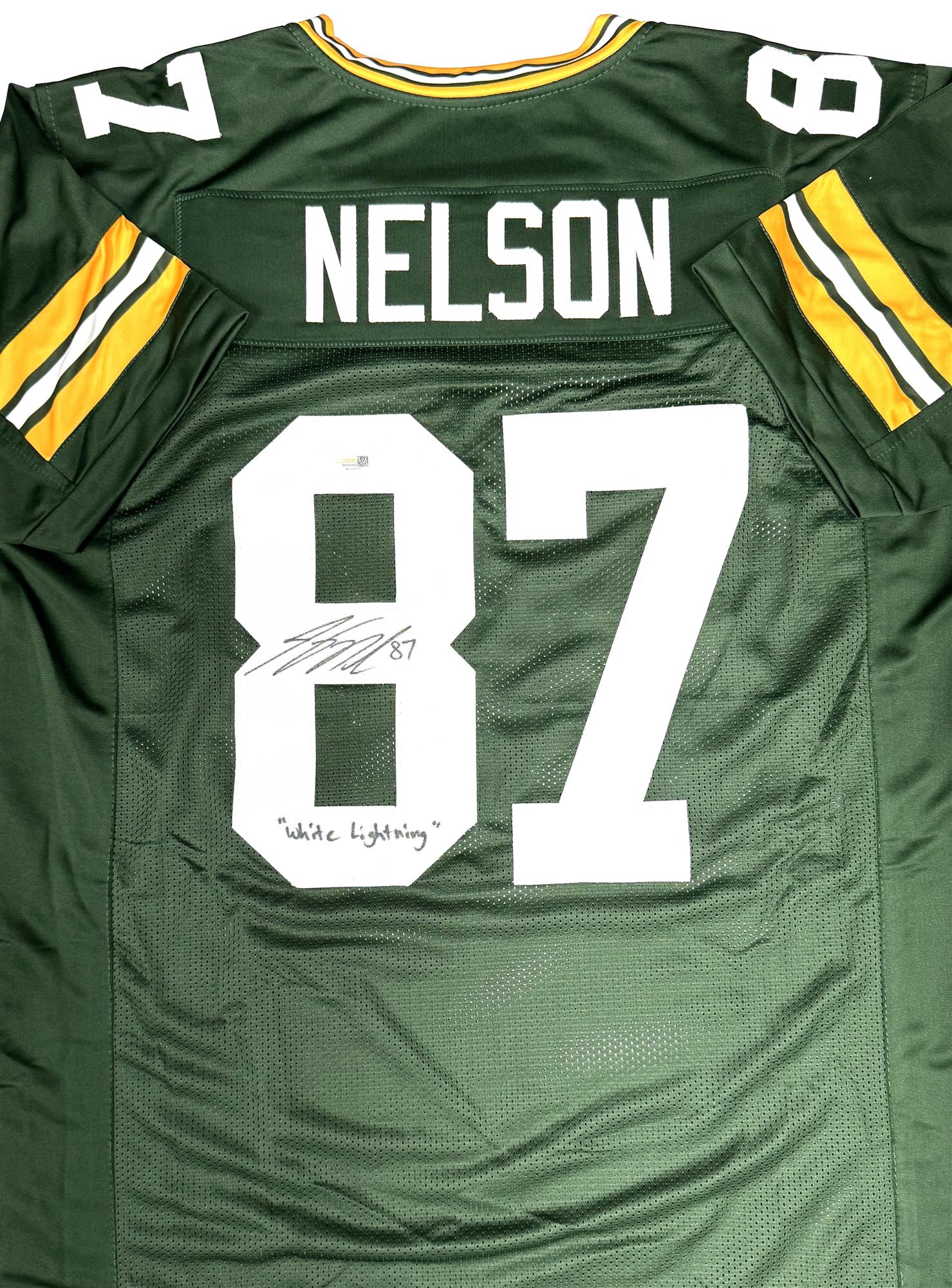 JORDY NELSON SIGNED CUSTOM REPLICA GREEN PACKERS JERSEY W/ WHITE LIGHTNING - JSA