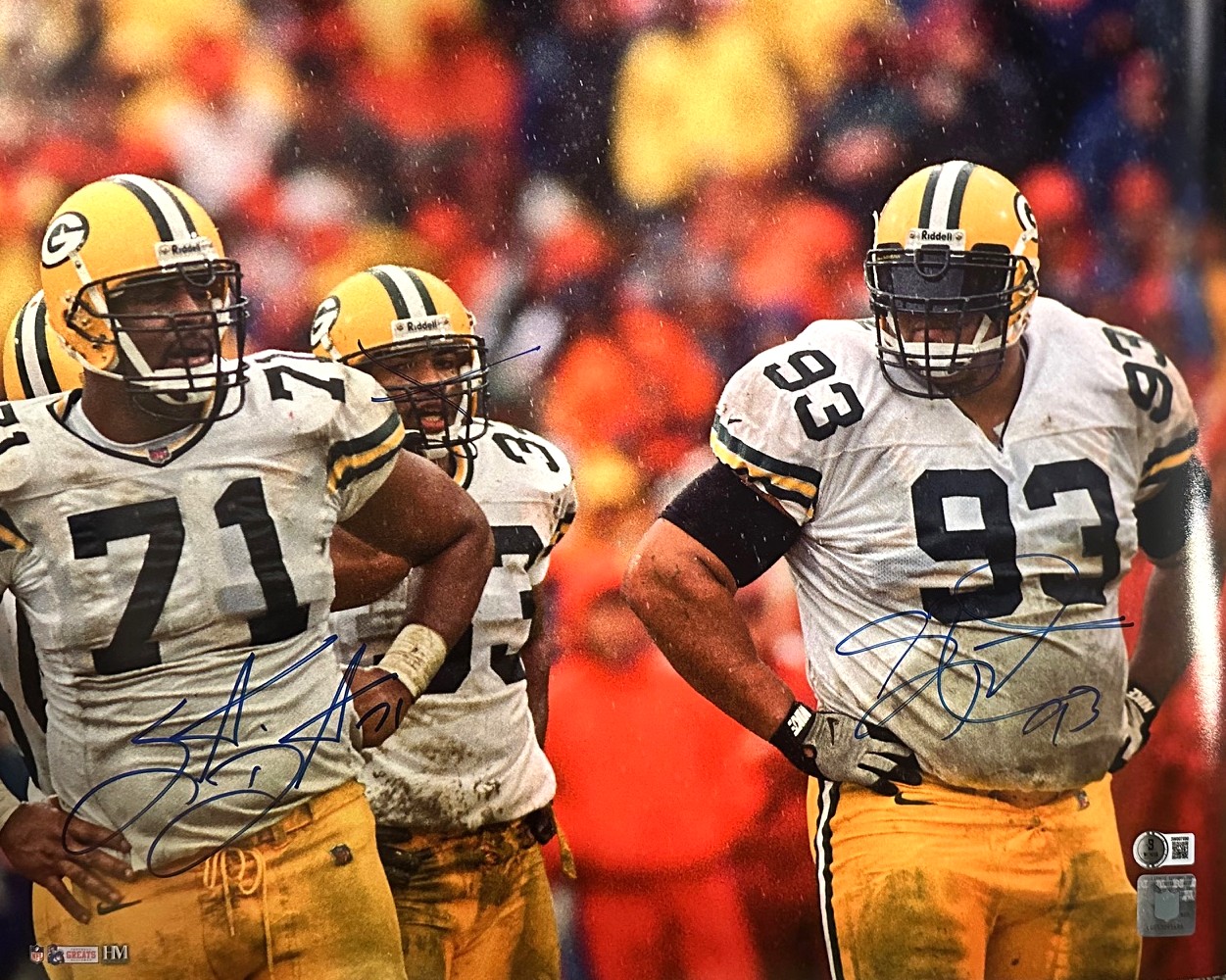 GILBERT BROWN & SANTANA DOTSON DUAL SIGNED 16X20 PACKERS PHOTO #1 - BAS