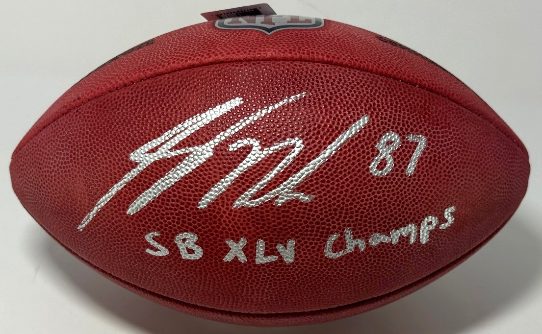 JORDY NELSON SIGNED WILSON AUTHENTIC DUKE FOOTBALL W/ SB CHAMPS - PACKERS - BAS Copy
