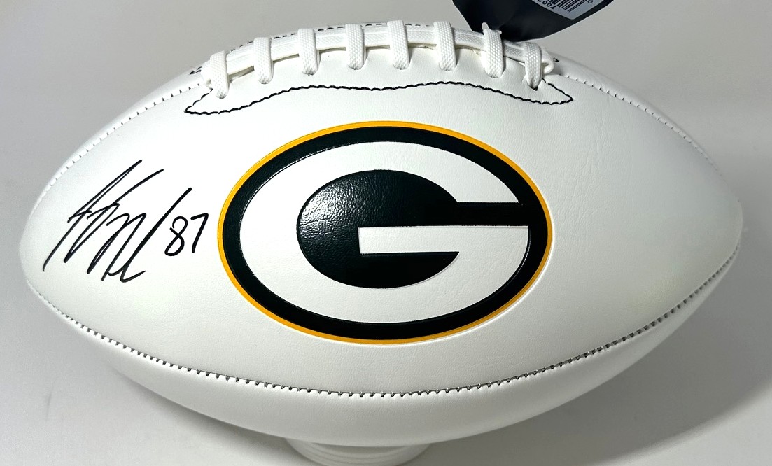 JORDY NELSON SIGNED WILSON WHITE PANEL PACKERS LOGO FOOTBALL - BAS