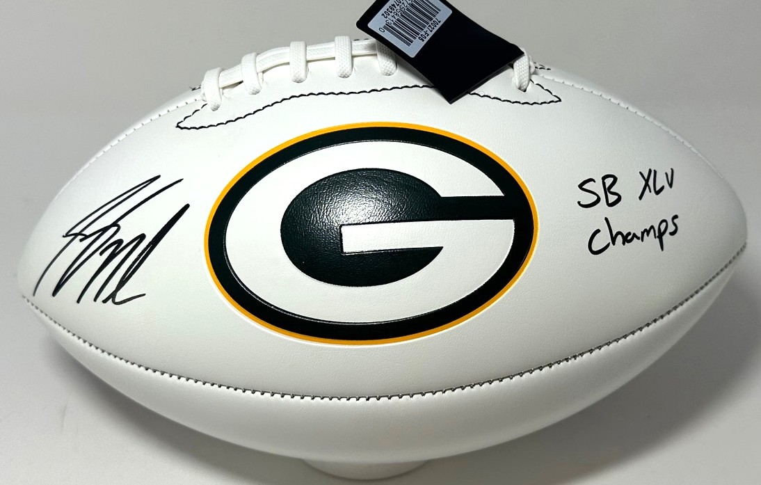 JORDY NELSON SIGNED WILSON WHITE PANEL PACKERS LOGO FOOTBALL W/ SB CHAMPS - BAS