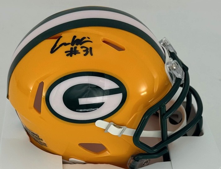 EMANUEL WILSON SIGNED RIDDELL PACKERS SPEED MINI HELMET - BAS
