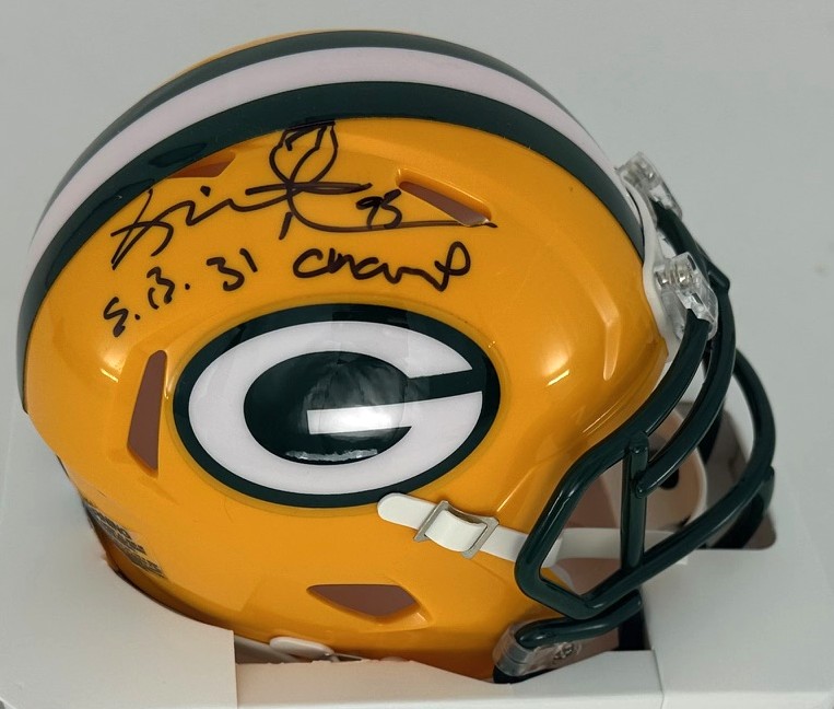 GILBERT BROWN SIGNED PACKERS SPEED MINI HELMET W/ SB 31 CHAMPS - BAS