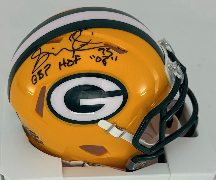 GILBERT BROWN SIGNED PACKERS SPEED MINI HELMET W/ GBP HOF - BAS