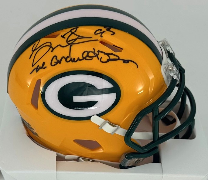 GILBERT BROWN SIGNED PACKERS SPEED MINI HELMET W/ GRAVEDIGGER- BAS
