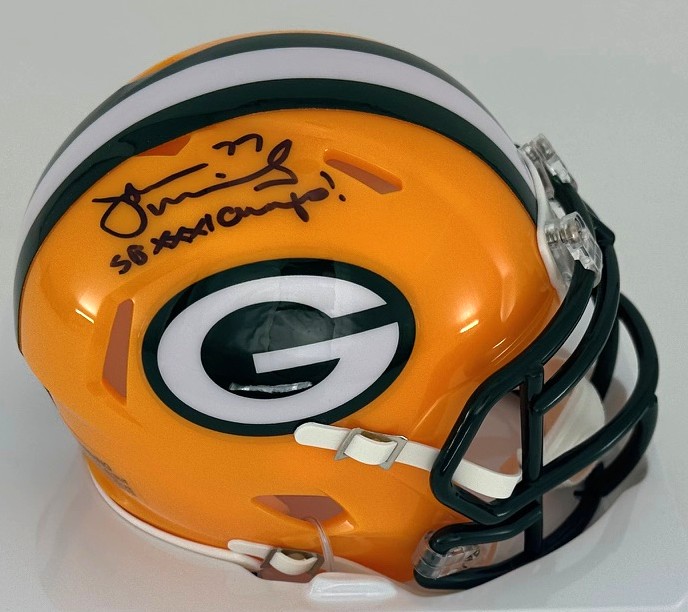 JOHN MICHELS SIGNED PACKERS MINI HELMET W/ SB XXXI - BAS