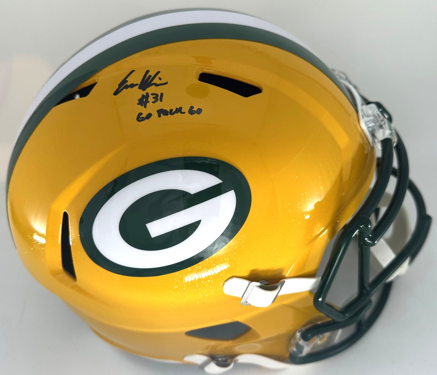 EMANUEL WILSON SIGNED FULL SIZE PACKERS REPLICA SPEED HELMET W/ GO PACK - BAS