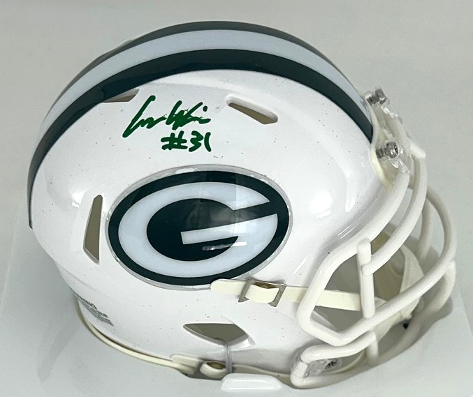 EMANUEL WILSON SIGNED RIDDELL PACKERS ALTERNATE SPEED MINI HELMET - BAS