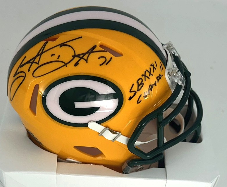SANTANA DOTSON SIGNED PACKERS SPEED MINI HELMET W/ SB XXXI - BAS