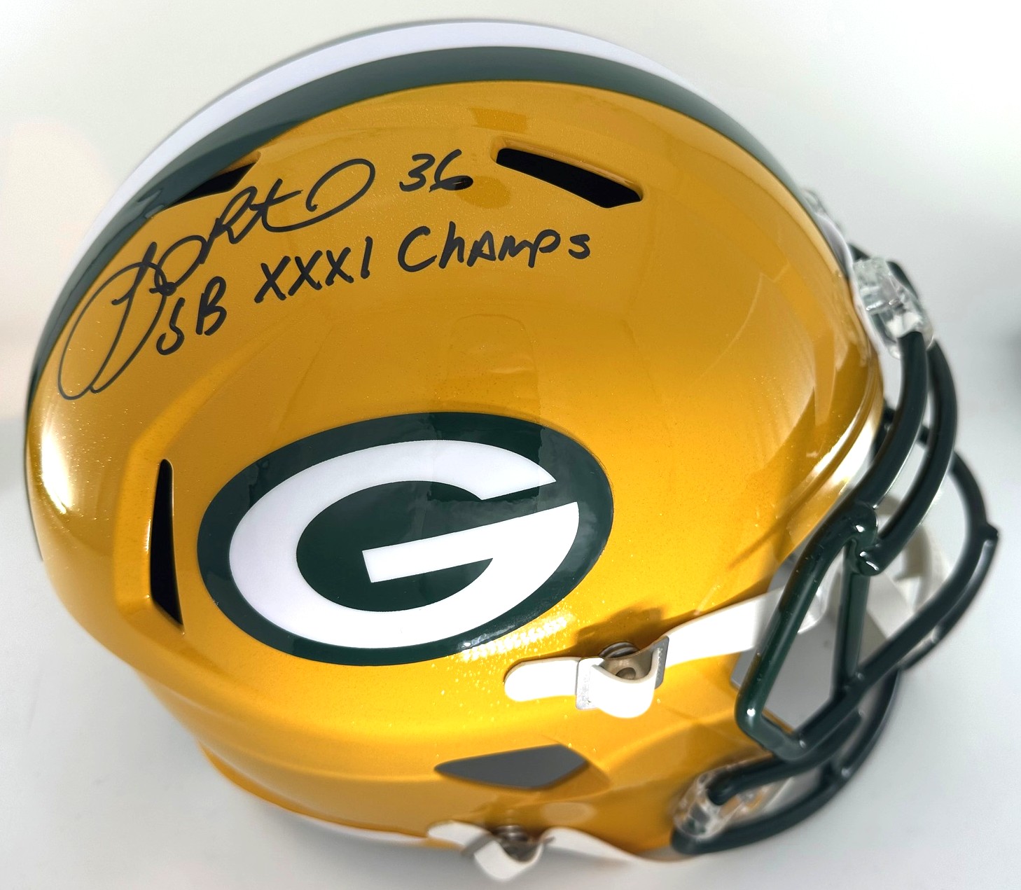 LEROY BUTLER SIGNED FULL SIZE REPLICA SPEED HELMET W/ SB XXXI CHAMPS - BAS