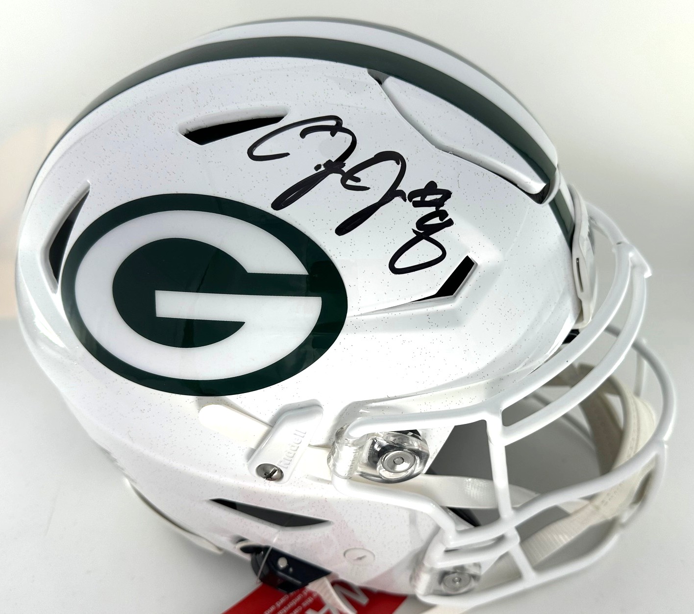 JOSH JACOBS SIGNED FULL SIZE PACKERS AUTHENTIC ALTERNATE WHITE SPEED FLEX HELMET - BAS