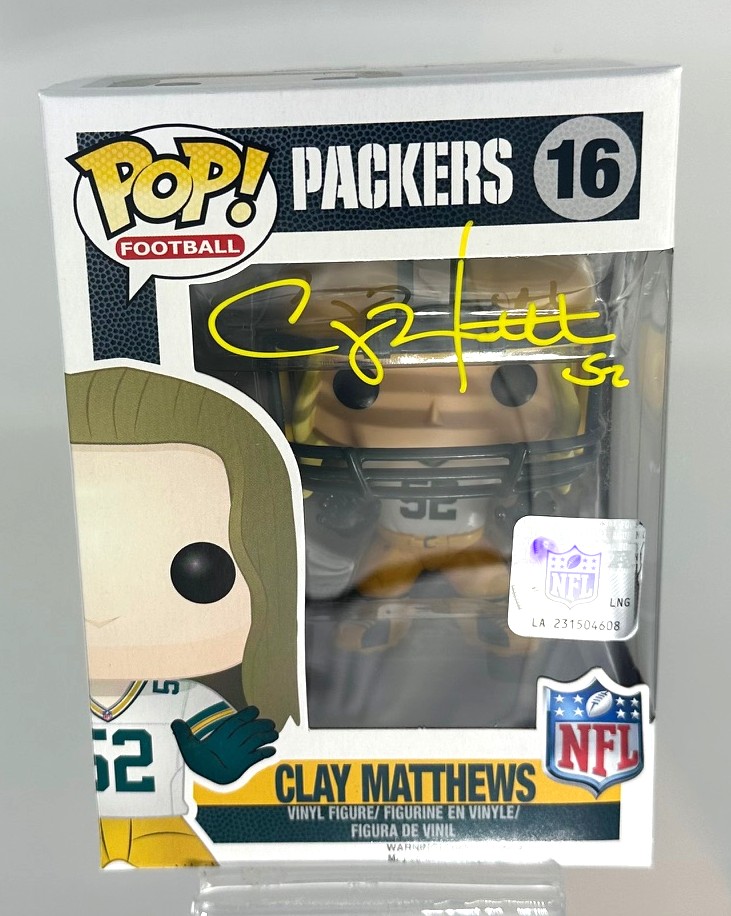 CLAY MATTHEWS SIGNED PACKERS POP FUNKO FIGURE #16 - BAS