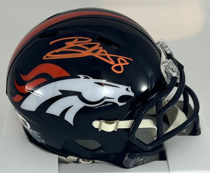 BRANDON McMANUS SIGNED BRONCOS SPEED MINI HELMET - JSA