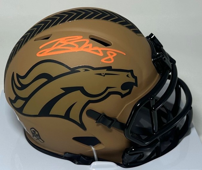 BRANDON McMANUS SIGNED BRONCOS 2023 ECLIPSE SPEED MINI HELMET - JSA