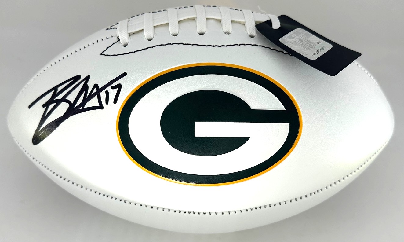 BRANDON McMANUS SIGNED WILSON PACKERS LOGO WHITE PANEL FOOTBALL - JSA