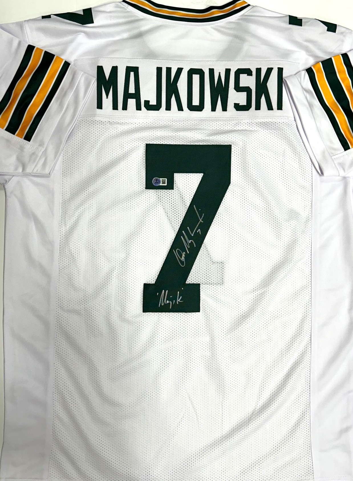 DON MAJKOWSKI SIGNED CUSTOM REPLICA PACKERS WHITE JERSEY W/ "MAJIK" - BAS
