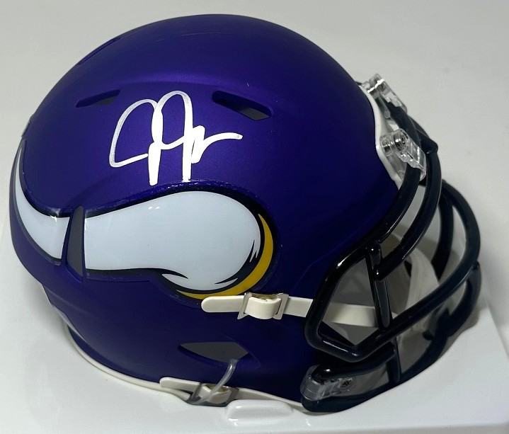 JUSTIN JEFFERSON SIGNED VIKINGS SPEED MINI HELMET - BAS