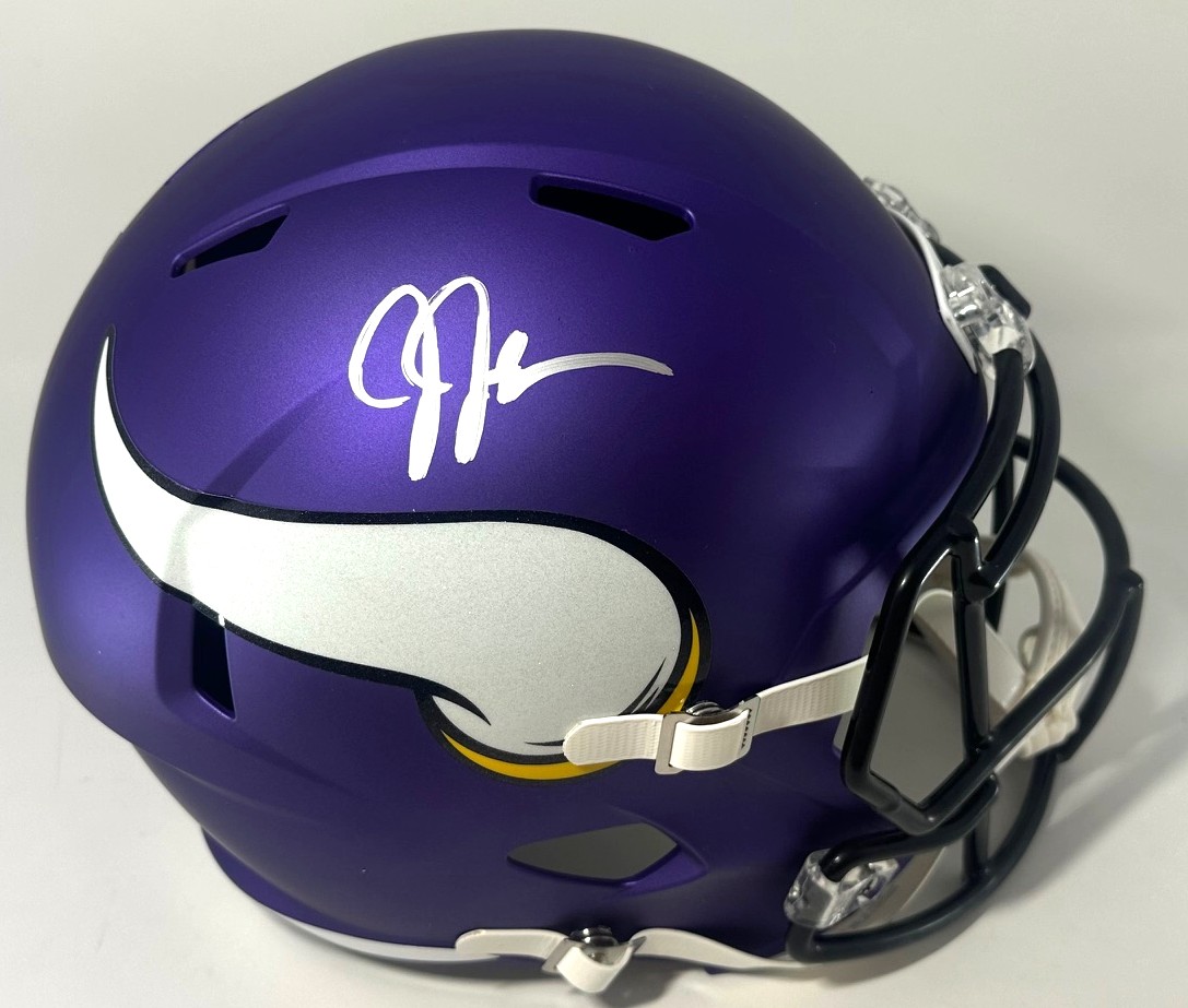 JUSTIN JEFFERSON SIGNED FULL SIZE VIKINGS REPLICA SPEED HELMET - BAS
